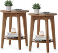 VASAGLE Side Tables, Set of 2, Small Round End Table with Lower Shelf, Nightstand for Small Spaces, Living Room, Bedroom, Rustic Walnut ULET289K01