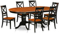 East West Furniture PLQU7-BCH-W 7 Piece Dining Set Consist of an Oval Dining Room Table with Butterfly Leaf and 6 Kitchen Chairs, 42x78 Inch, Black & Cherry