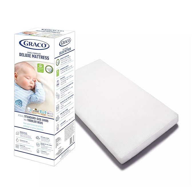 Graco Benton 5 in 1 Convertible Crib (GREENGUARD Gold Certified) with Premium Foam Crib and Toddler Mattress Included - White, Converts from Baby Crib to Toddler Bed, Daybed and Full-Size Bed