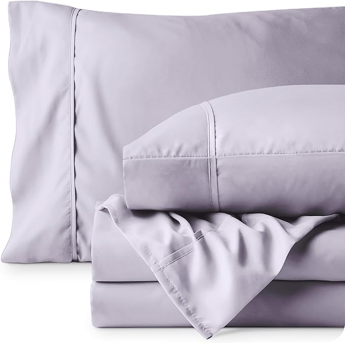 Bare Home Queen Sheet Set - 1800 Ultra-Soft Microfiber Queen Bed Sheets - Double Brushed - Deep Pockets - Easy Fit - 4 Piece Set - Bed Sheets (Queen, Light Lavender)