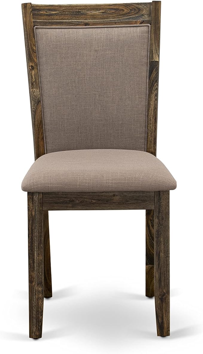 East West Furniture X727MZ748-7 7 Piece Dining Table Set Consist of a Rectangle Dining Room Table with X-Legs and 6 Coffee Linen Fabric Upholstered Chairs, 40x72 Inch, Multi-Color