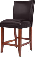 Homepop Home Decor | Classic Counter Height Bar Stools | Faux Leather 24 Inch Bar Stools | Decorative Home Furniture (Brown Faux)