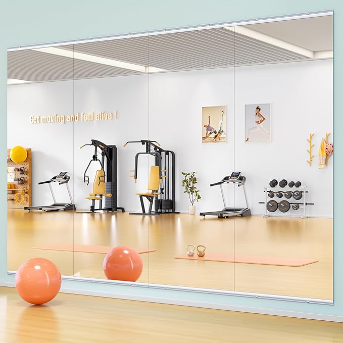 Hasipu Home Gym Mirror 83" L x 39" W - 1PC Large Full Body Mirror for Yoga, Wall-Mounted Mirrors for Fitness, Garage, Dance Studio, 0.16in Tempered Glass Frameless