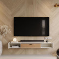 55'' Floating TV Stand,Wall Mounted TV Console,Floating TV Cabinet,Under TV Shelf for Bedroom Living Room(White)