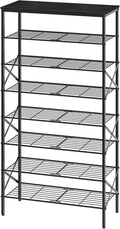 8 Tier Shoe Rack, Large Capacity Shoe Storage Organizer Holds 32 Pairs, Sturdy and Stable, for Entryway, Hallway, Closet, Dorm Room, Black SS08BB