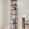 6 Tier Rotating Bookshelf, 360 ° Display Stackable Spinning Bookshelf Tower, Corner Bookshelf Tall Floor Standing Swivel Bookcase Narrow Storage Organizer for Bedroom, Living Room, Black
