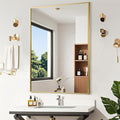Gold Bathroom Mirror, 20"x30" Rectangle Mirror, Brushed Gold Mirror, Metal Frame Square Corner Vanity Mirror, Wall Mounted Mirror for Modern, Living Room, Bedroom, Horizontal Or Vertical