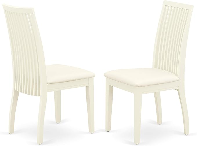 East West Furniture DLIP5-WHI-C 5 Piece Kitchen Table & Chairs Set Includes a Round Dining Table with Dropleaf and 4 Linen Fabric Dining Room Chairs, 42x42 Inch, Linen White