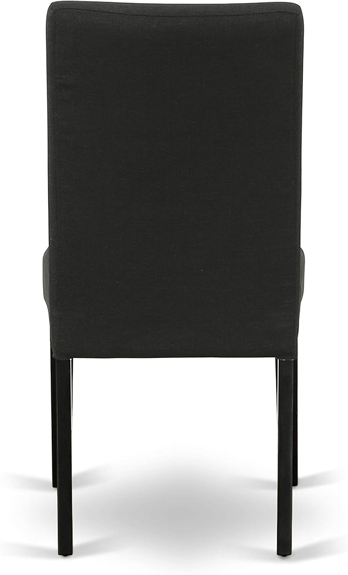 East West Furniture X697DR124-7 7 Piece Dinette Set Consist of a Rectangle Dining Room Table with X-Legs and 6 Black Color Linen Fabric Upholstered Parson Chairs, 40x72 Inch, Multi-Color