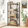BON AUGURE Industrial 4 Tier Bookshelf, Modern Open Shelving Unit Book Shelves, Heavy Duty Etagere Bookcase, Wood Metal 4 Shelf Book Case for Office, Living Room and Bedroom (Vintage Oak)