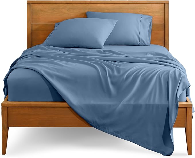 Bare Home Ultra-Soft Twin Sheet Set - Luxury 1800 - Hydro-Brushed - Deep Pockets - Easy Fit - 3 Piece Set - Bedding Sheets & Pillowcases (Twin, Coronet Blue)