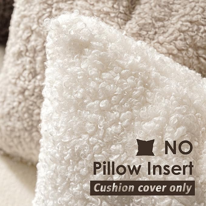 Foindtower 2 Pieces Faux Fur Throw Pillow Cover Accent Sherpa Pillow Fuzzy Soft Pillowcases Sheepskin Decorative Fleece Cushion Case for Bed Couch Living Room 18x18 Inch White
