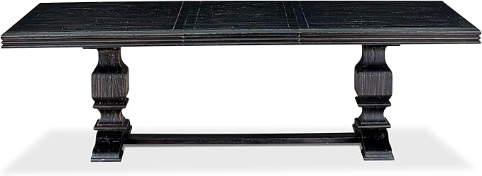 NKSI9-SBB-21-9-Piece Kitchen Table Set Consists of a Dinner Table and 8 Blue Linen Fabric Upholstered Chairs with Button Tufted Back - Sand Blasting Black Finish
