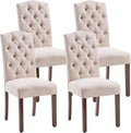 Tufted Upholstered Parsons Dining Chair Set Fabric Diner Accent Stylish Modern Kitchen Living Room with Button Sturdy Solid Wood Legs