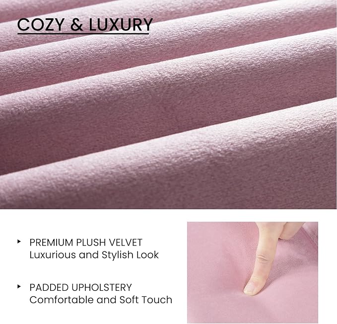 SHA CERLIN Full Bed Frame/Velvet Upholstered Platform Bed Frame with Headboard/Strong Wood Slats Support/Mattress Foundation/No Box Spring Needed - Pink