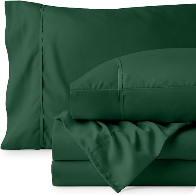 Bare Home Twin XL Sheet Set - College Dorm Size - Luxury 1800 Ultra-Soft Microfiber Twin Extra Long Bed Sheets - Deep Pockets - Easy Fit - Extra Soft - 3 Piece Set - Bed Sheets (Twin XL, Forest Green)