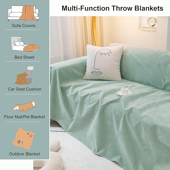 STACYPIK Thick Dual Waterproof Couch Cover Water Resistant Sea Green Sofa Cover for 3 Cushion Couch Non-Slip L Shaped Sectional Sofa Leakproof Furniture Protector Cover for Kid Pet Dog Cat-71X150IN