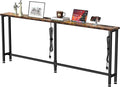 GRLEAF 78" Sofa Table with Built-in Power Strip (4 AC Outlets & 4 USB Ports) – 4.9ft Power Cord, Metal Frame, Easy Assembly, Long Couch Table Behind Sofa, Living Room and Home Office | Rustic Brown