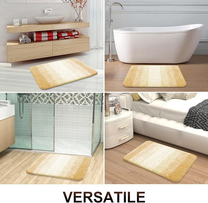 OLANLY Bathroom Rugs Mat 30x20, Extra Soft Absorbent Microfiber Bath Rugs, Rubber Backing, Quick Dry, Washable Bath Mats for Bathroom Floor, Tub and Shower, Home Decor Accessories, Light Yellow