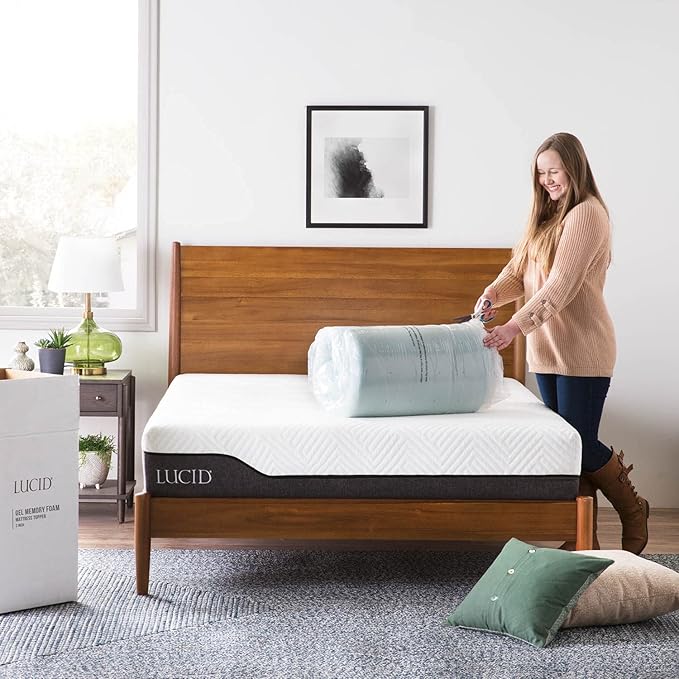 LUCID 3-inch Ventilated Gel Memory Foam Mattress Topper - California King