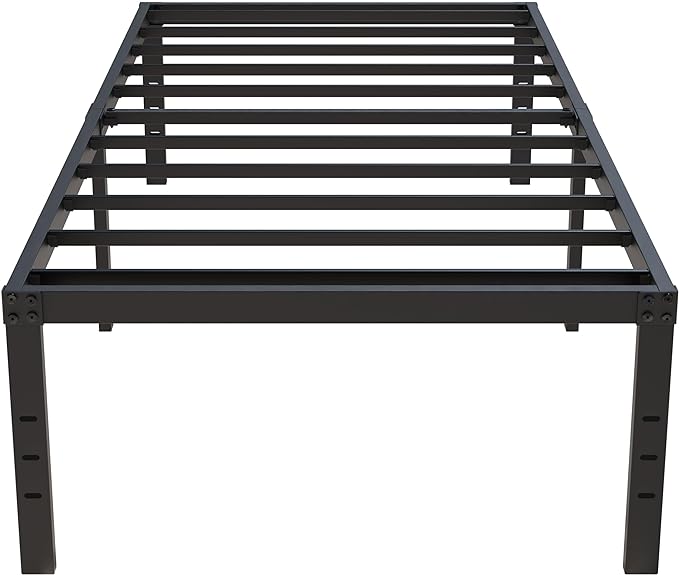 18 Inch Twin XL Bed Frames, Metal Platform Twin XL Bed Frame with High Storage, Eassy Assembly 2,500 Lbs Heavy Duty Bedframes, Black