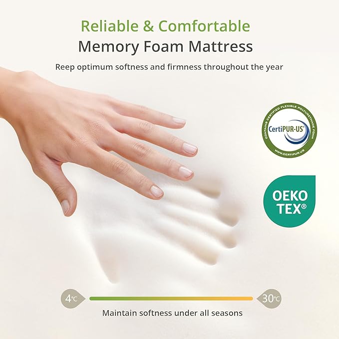 6 Inch Twin Mattress for Kids, Memory Foam Mattress with Cooling Green Tea Gel, Relieve Pressure with Medium Firm Support, CertiPUR-US Certified, 75''L x 38''W, White