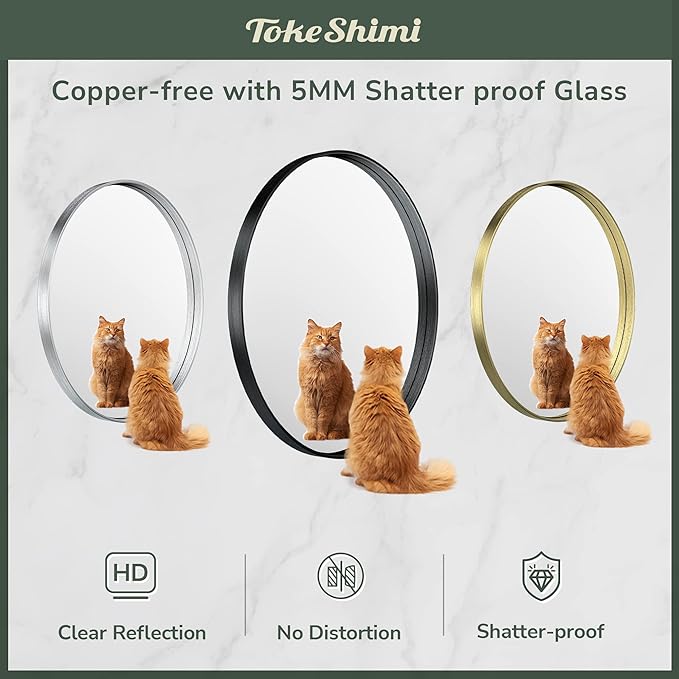 TokeShimi Black Oval Mirrors for Wall Decor 24x36 Inch with Non-Rusting Aluminum Alloy Brushed Matte Framed Wall Mounted for Bathroom, Entryway, Living Room, Bedroom,Vanity or Horizontal