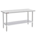DuraSteel 30x72 Stainless Steel Prep Table - NSF Commercial Kitchen Metal Worktable - Large Laboratory Benches with Under Shelf - For Laundry Room, Kitchen, Garage, Restaurant
