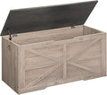 Storage Chest, 39.4" Wooden Storage Trunk, Retro Storage Bench with Safety Hinge, Toy Chest Storage, Farmhouse Style, for Bedroom, Living Room, Charcoal Gray and Greige MCW10HC
