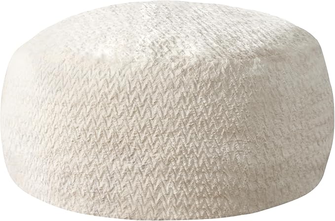 Hobestluk 5ft Bean Bag Chairs for Adults Large Beanbag Chair with Chevron Plush Fur Cover Big Bean Bag Chair for Living Room Bedroom Dorm Office - White (50” x 50” x 24”)