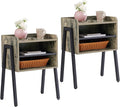 VECELO Nightstand Industrial Side End Table/Stackable Accent Furniture with 2-Tier Open Storage Compartments for Bedroom, Living Room and Small Spaces