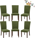 Parsons Dining Chairs Set of 6, Upholstered Nailhead Dining Room Kitchen Side Chair with Thick Cushions and Wood Legs, Green