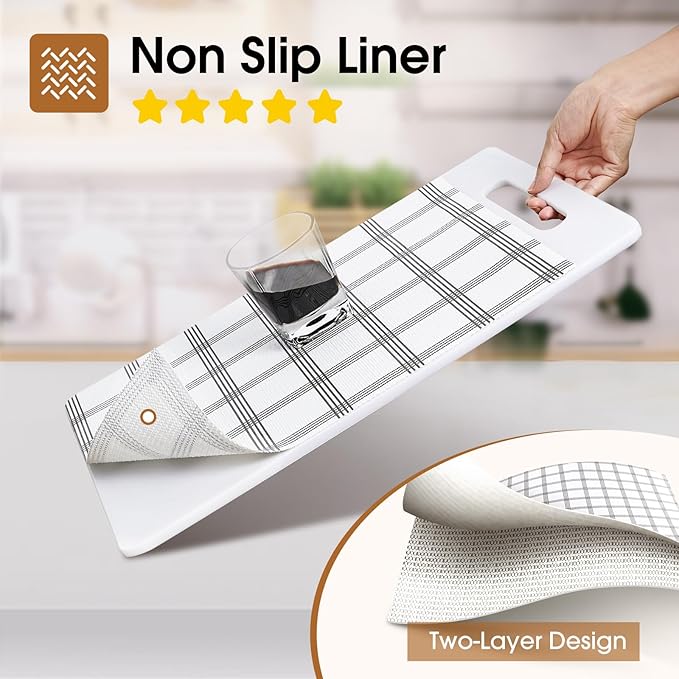 Beautysaid Shelf and Drawer Liner for Kitchen Cabinet, Non Adhesive Non Slip Shelf Paper Waterproof Washable Thickened for Dresser Pantry Shelve Bathroom Protector Liner(Plaid,12 in x 10 FT)