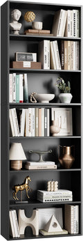 82" Tall Bookshelf, 7-Tier Open Shelves Bookcase, Freestanding Display Storage Shelves, Tall Bookcase Home Decor Furniture for Home Office, Living Room, Bedroom, Black