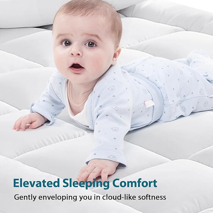 CYMULA King Size Mattress Topper - Extra Thick Cooling Mattress Pad Cover for Back Pain - Soft Mattress Protector Firm Bed Topper Pillow Top with 8-21 Inch Deep Pocket 3D Snow Down Alternative Fill