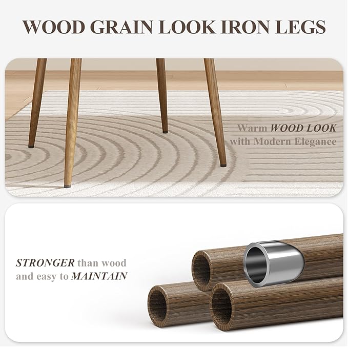 Dining Chairs Set of 4, Ergonomic Fabric Upholstered Seating with Wood Look Metal Legs and Anti Slip Pads, for Home and Restaurant Use, Light Grey