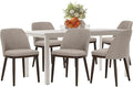 COLAMY 60 Inch Rectangular Kitchen Dining Table for 6, Modern Farmhouse Dining Table Set for 6, Wood Dining Table and Upholstered Dining Chairs for Kitchen, Dining Room, Restaurant, White/Camel