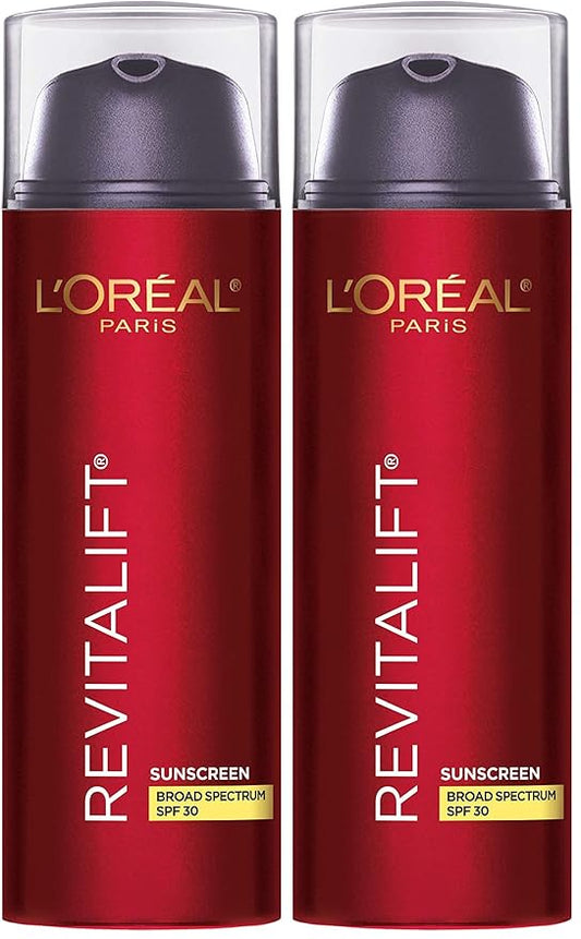L'Oreal Paris Revitalift Triple Power Anti-Aging Broad Spectrum SPF 30 Sunscreen,Pro Retinol,Hyaluronic Acid & Vitamin C Lotion,Reduces Wrinkles 1.7 Oz,(Pack of 2)