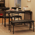 GAOMON Dining Table Set for 4 with Upholstered Bench and 2 Chairs, Rectangular Dining Room Table Set for 4 for Small Space, Apartment, Dinner, Rustic Black
