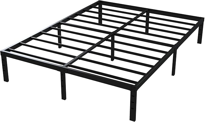 Full Bed Frame No Box Spring Needed, 14 Inch Heavy Duty Metal Platform Bed Frame Full Size with Storage, 2500lbs Steel Slats Support, Easy Assembly, Black