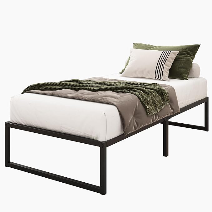 14 Inch Twin Bed Frames Heavy Duty Metal Twin Size Platform Bed Frame No Box Spring Needed, Noise Free, Easy Assembly, Black