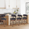 COLAMY Swivel Bar Stools Set of 4, 25 Inch Wood Swivel Barstools with Back, Counter Height Bar Stools, Modern Upholstered Barstools for Kitchen Island Dining Room Bar, Dark Brown