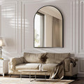 BEAUTYPEAK 30"x40" Arch Bathroom Mirror, Wall Mounted Vanity Metal Frame Mirror for Bedroom, Entryway, Living Room, Black
