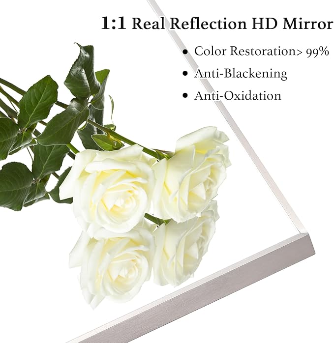 30x40 Inch Silver Bathroom Mirror - Copper-Free Mirror, Aluminum Alloy Frame Vanity Rectangle Wall Mounted Modern Mirror for Bedroom/Living Room/Porch Horizontal or Vertical