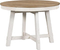 Need Extendable Farmhouse Round Dining Table with 16" Leaf - Solid Wood Kitchen Table, Adjustable Size for Small Spaces (Oak + White)
