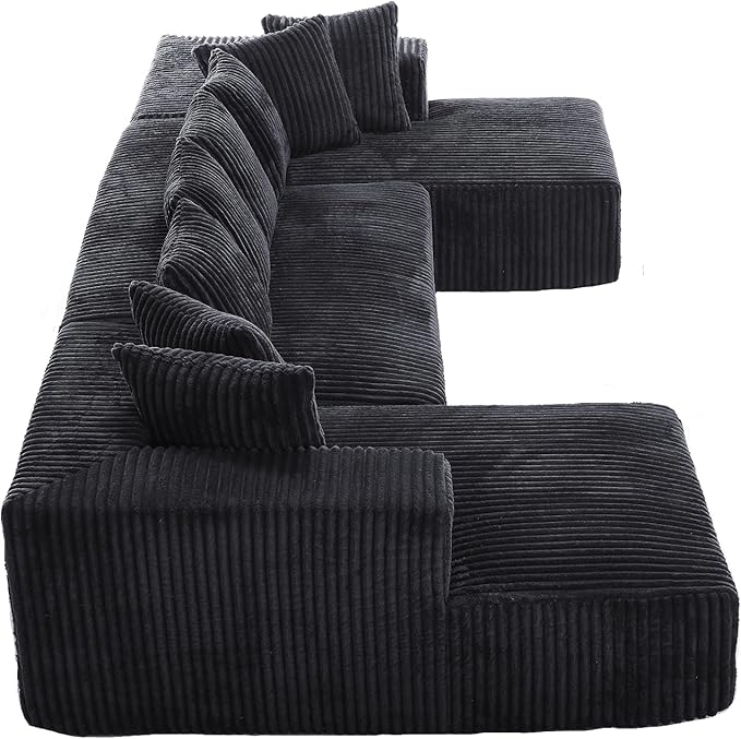 Eafurn Free Combination Cloud Boneless Modular Sectional Sofa with Chaise Lounge,Modern Minimalist Upholstered Couches, Oversized U Shaped Lounge Sofa Couch w/ 8 Pillows