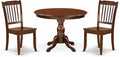 East West Furniture HBDA3-MAH-W 3 Piece Modern Dining Table Set Contains a Round Wooden Table with Pedestal and 2 Dining Chairs, 42x42 Inch, Mahogany