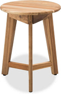 Round Side Table – Acacia Wood End Table for Living Room or Bedroom – Light Natural Wood Finish, Compact Nightstand or Accent Table for Sofas & Beds (13x16 x13 Inches)
