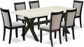 East West Furniture X627MZ606-7 7 Piece Kitchen Table Set Consist of a Rectangle Dining Table with X-Legs and 6 Shitake Linen Fabric Parsons Dining Chairs, 40x72 Inch, Multi-Color