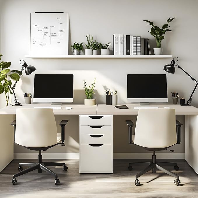 Kaboon Universal Tabletop 36"x20", Solid One-Piece Melamine Table Top, Double L Floating Desk DIY, Home and Office Countertop, Leather/Ivory
